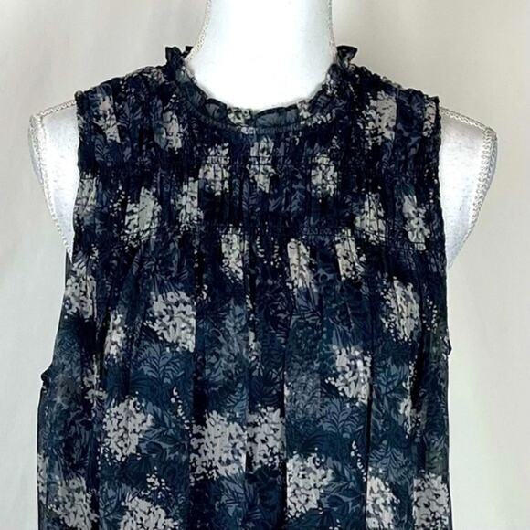 Joie Sheer Blues Grays Floral Babydoll CottageCore Feminine Dress NWOT Size M - Picture 3 of 12
